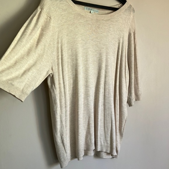 Cleo petites short sleeved knit blouse neutral beige / cream size XL - Picture 3 of 9